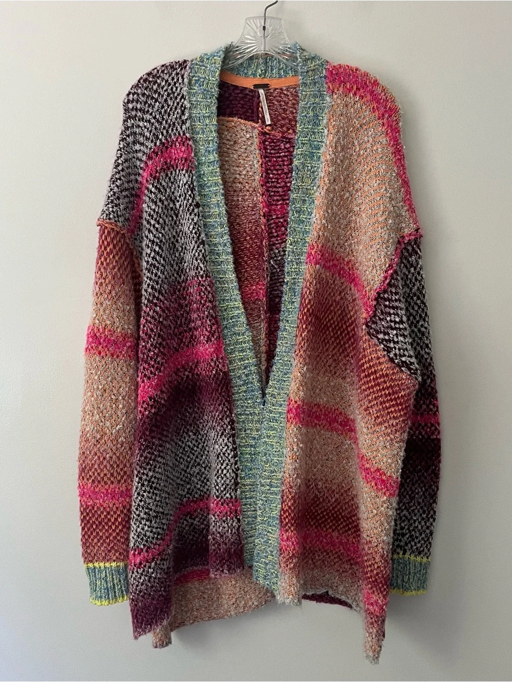 Free People Daydreamer Cardigan Sweater Oversized Rainbow Knit Hippie Boho Small - Picture 2 of 14
